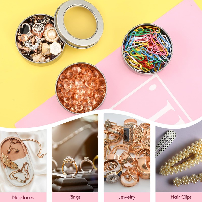 TecUnite 40 Pack 2 Ounce Metal Tin Cans Round Empty