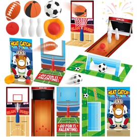 30 Pack Valentine Cards for Kids Classroom with Mini Sports Ball Erasers Bulk, Valentines Party Favors, Fun Valentine Classroom Gifts, Valentine Exchange for Boys Girls School Class Game Prize