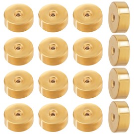 Beebeecraft 1 Box 50Pcs Screw Ball Backs 18K Gold Plated Stainless Steel Geometry Flat Round Replacement Earring Backs for Jewellery Earring Making Supplies (Hole: 1mm/18 Guage)