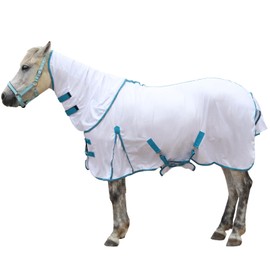 Gallopoff Horse Fly Sheet with Detachable Neck Cover & Belly Wrap, Adjustable Fly Sheet for Horses, Equine Airflow Mesh Summer Flysheet White 81