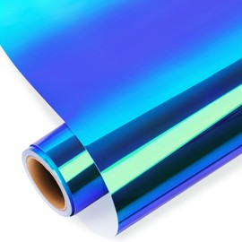 GIRAFVYINL Holographic Opal Vinyl - 12' X 10FT Peacock Blue Permanent Vinyl for DIY Home and Car Decor