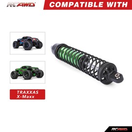 RCAWD Xmaxx 8S 6mm Bold Shaft & 2 Types of Hardness Springs Shock Absorbers, 60% Upgrades,for TRAXXAS X-Maxx Ultimate Front Rear RC Shocks Damper 1/5 Part #7761R 77086-4 77096-4 77097-4 Green