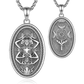 CELESTIA Hecate Necklace for Women 925 Sterling Silver Triple Moon Pendant Hekate Necklace Wiccan Witchy Necklaces Protection Pagan Amulet Jewelry