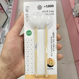 Cotton-attached bamboo ear picks, 2 pieces, 66158 / 솜부착 대나무 귀이개 2개 66158