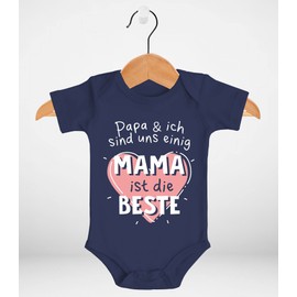 MoonWorks® Baby Bodysuit with Saying Papa und ich sind Uns einig Mama ist die Beste Herz Organic Cotton Boys & Girls, Mama Ist die Beste Navy
