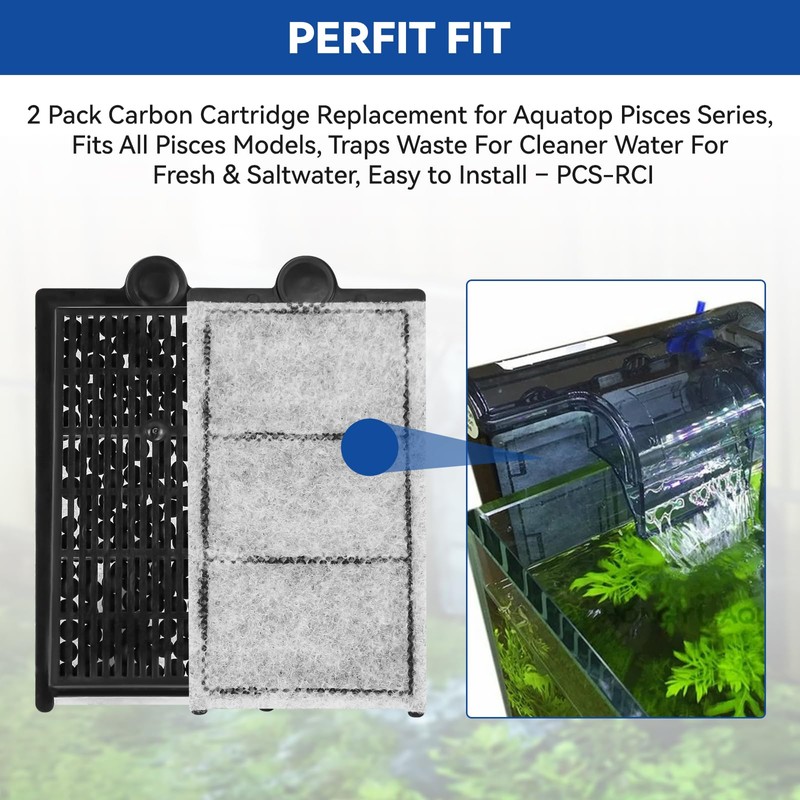 FKBYM 2 Pack Carbon Cartridge Replacement Insert for Aquatop Pisces