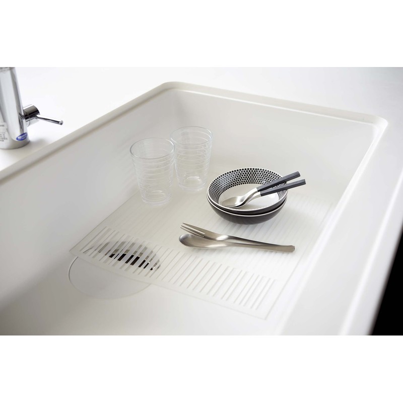 Yamazaki Industries 2627 Kitchen Sink Mat, Aqua, White