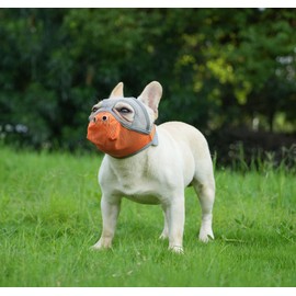 CILKUS Short Snout Dog Muzzles - Bulldog Muzzle Adjustable Breathable Mesh Can Stick Out Tongue and Drink Water Anti-Biting and Training Dog (M (16.5" -17.3"), Orange)
