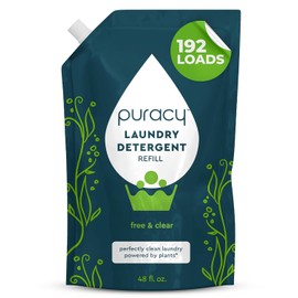 Puracy Laundry Detergent Refill - Enzyme-Powered Liquid Detergent Concentrate, Natural Laundry Detergent Seen on TikTok, Non-Toxic (Free & Clear, 48 fl oz, 192 Loads)