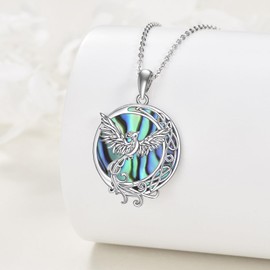 YAFEINI Phoenix Necklace Sterling Silver Abalone shell Phoenix Crescent Moon Pendant Necklace Jewelry Gifts For Women Mom