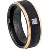 0.05ctw Princess Cut Tanzanite Birthstone Tungsten Ring - 2-Tone Black