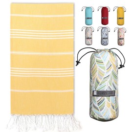 BAY LAUREL Turkish Beach Towel with Travel Bag 39 x 71 Quick Dry Sand Free Lightweight Large Oversized Towels Light