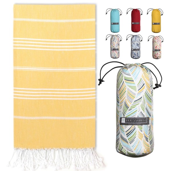 BAY LAUREL Turkish Beach Towel with Travel Bag 39 x