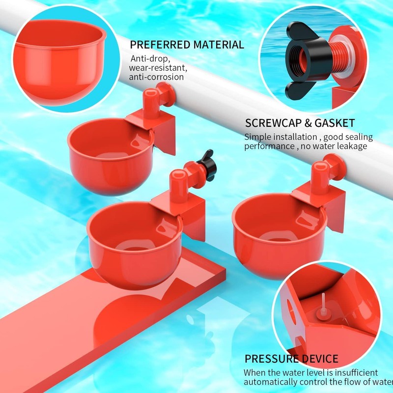 12-Pack Automatic Chicken Waterer Cups - Gravity Fed Poultry Watering