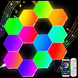 Neoglint 12 Pack Hexagon Lights - RGB Led Hex Lights for Wall with Smart APP Remote Control & Music Sync, Led Wall Decor for Gaming Room, Bedroom, Living Room