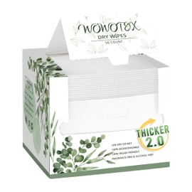 WOWOTEX THICKER Dry Wipes 50 Count Disposable Face Towels 10x12" | Ultra Soft for Sensitive Skin & Babies, Travel, Makeup Removal