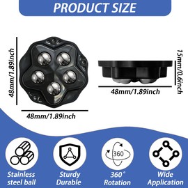 8Pcs Self Adhesive Caster Wheels Stainless Steel 360° Swivel Low Profile Rollers with Brake Pads,for Furniture, Kitchen, Storage Bins & Mop Bucket (Black-8pcs)