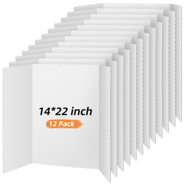 12 Pieces Tri Fold Poster Boards,Lightweight Science Display Boards,Trifold Presentation