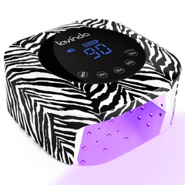 Lavinda UV Light for Gel Nails 54W UV Nail Lamp Cordless Rechargeable Nail Light with 4 Timer, 2X Faster Nail Polish Curing Lamp Nail Dryer for Salon Use-Zebra Pattern
