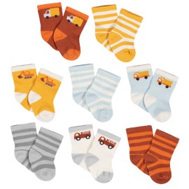 Gerber Unisex Baby 8-Pair Wiggle-Proof Sock Transportation Zone 0-3 Months