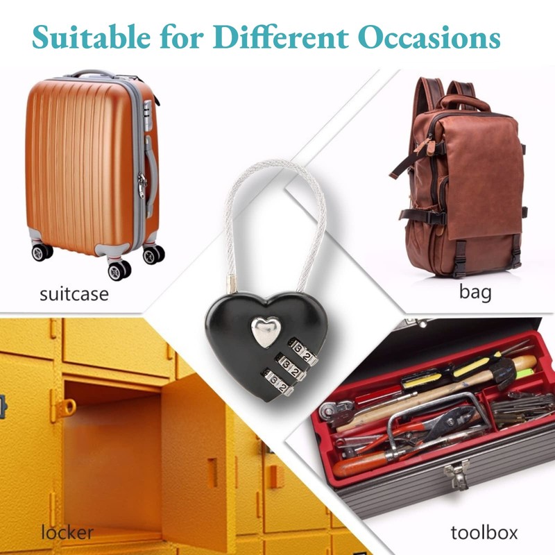 Heart Shape Code Lock Compact Mini Size with 3 Digit