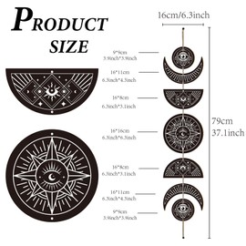 CREATCABIN 7pcs Moon Phase Wall Hanging Boho Decor Wooden Wall Art Witchy Decor Rustic Black Wood Sign Decorative Modern Art Wall Spiritual for Bedroom Apartment Bar Living Room 6.3 x 37.1 Inch(Eye)