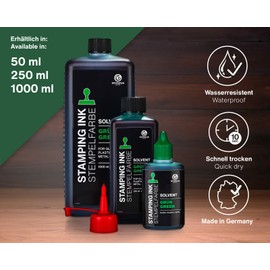 50 ml Solvent Stamp Ink, Green, Waterproof, Solvent-Based for Non-Absorbent and Nonporous Surfaces, Glazed
