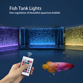 SZMiNiLED 9.05 inch Submersible Aquarium Light, Fish Tank Light with Air Bubble Hole, RGB Color Changing Brightness Adjustable IP68 Waterproof Remote Control LED Light for Aquarium Fish Tank