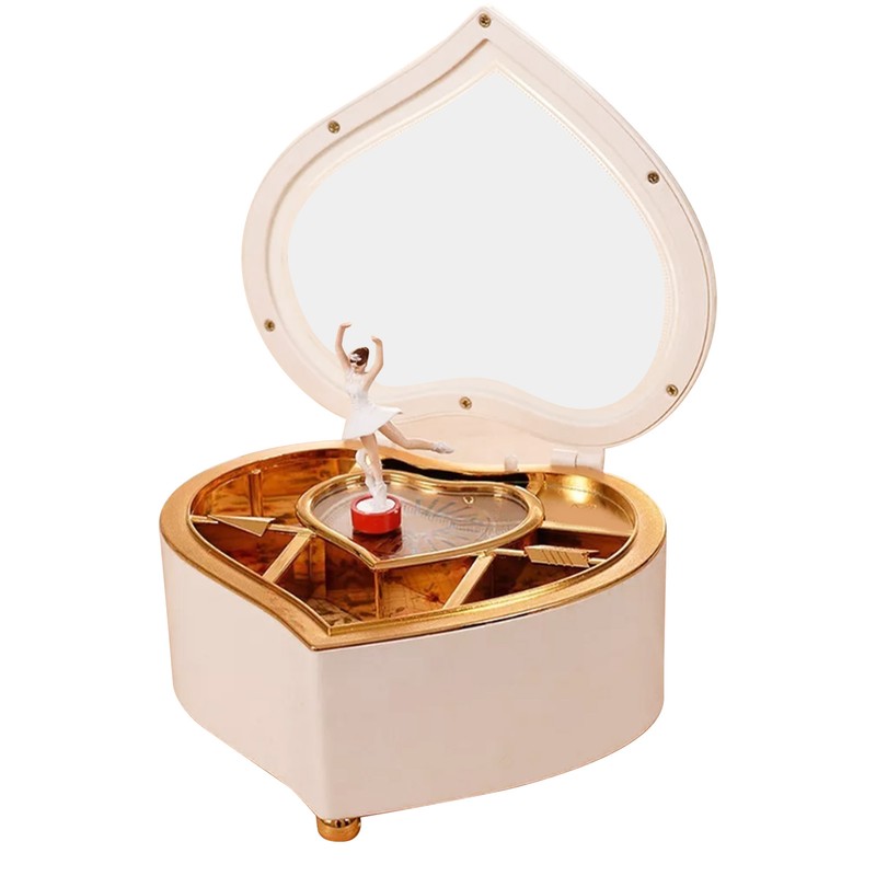 Music Box White Ballet Dancing Girl Heart Shaped Clear Melody