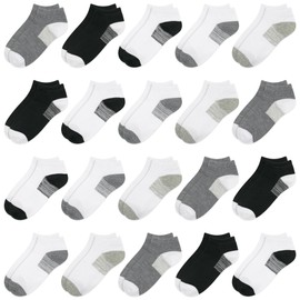 ZERULETS Children's Ankle Socks Toddler 20 Pairs Boys Sneaker Socks Girls Black White Grey Gradient Durable Aged 1-13 Years in Summer, 20 x multi-coloured