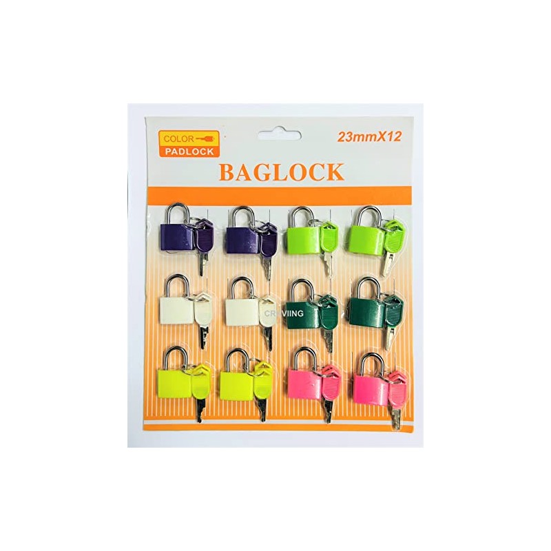 12 Pieces Small Padlocks, Multicolour Coated Metal Lock with Key