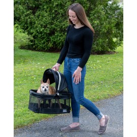 Pet Gear No-Zip View 360 Pet Safety Carrier & Car Seat for Small Dogs & Cats Push Button Entry, View 360 20-inch, Onyx