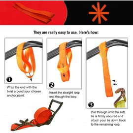 GXTOOL Heavy Duty Soft Loop Short Small Vehicle Moving Tie Down Straps,Cargo Straps Soft Loop Tie Down Straps for Motorcycle (2)