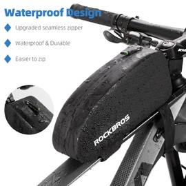 ROCKBROS Bike Top Tube Bag Bicycle Front Frame Bag Waterproof Bike Pouch Pack Bike Phone Bag Cycling Accessories Pouch for Mountain Road Bike Large Upgrade