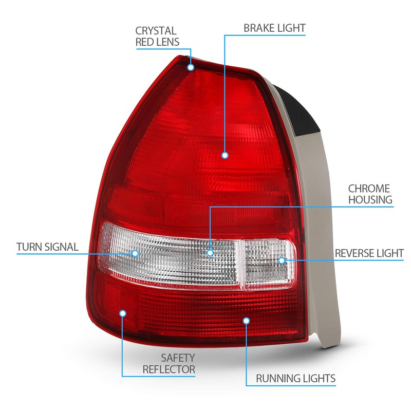 AmeriLite for 96-00 Honda Civic Hatchback 3 Door Taillights Red