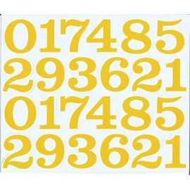 XIAXIN Waterproof PVC Number Number Sticker Set Weatherproof Water Resistant Number Sticker Character Nameplate Suitcase Nameplate Locker Indoor Outdoor Use TS-137 (1, Yellow)