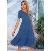 Berydress Women Summer Casual Tiered Midi Dresses V-Neck Cotton Ruffle