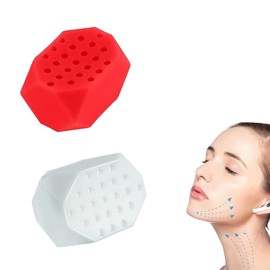 DHWEKU Jaw Exerciser for Women and Men, Jaw Exerciser and Beautiful Jaw Line (Red, White) Pack of 2