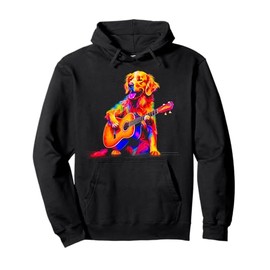 Art Design Golden Retriever Dog Guitar Pullover Hoodie
