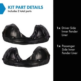 TRQ Inner Fender Liner Set Compatible with 2015-2022 Dodge Challenger CH1248172 CH1249172