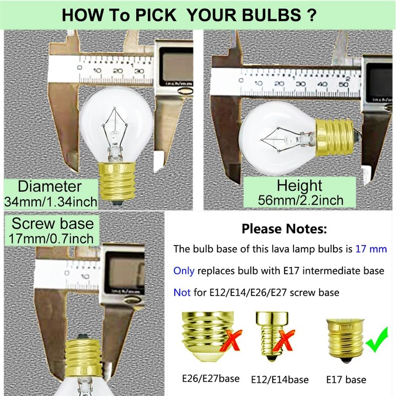 Lava Lamp Light Bulb 25W S11 E17 Base Replacement Bulbs