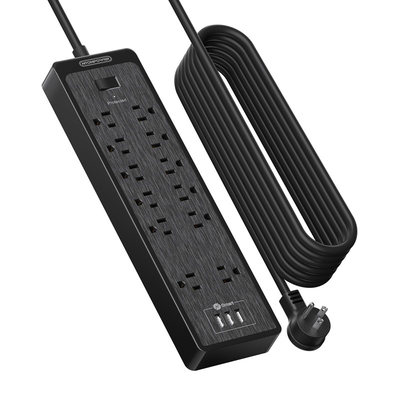 NTONPOWER Flat Plug Extension Cord 25 Ft, NTONPOWER Surge Protector