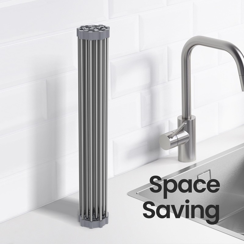 cenglng roll Dish Rack for Kitchen， Silicone Wrapped Dish Drying