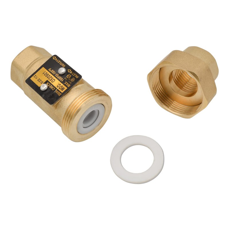 HYDRO MASTER Brass Dual Check Valve, 1/2" FNPT, Solid Brass,