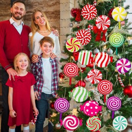 Ouligay 30Pcs Candy Cane Christmas Decorations Colorful Christmas Tree Decorations, Cute Xmas Gizmo Pendants Hanging Ornaments for Xmas Tree Party Decor Yard Lawn Decor