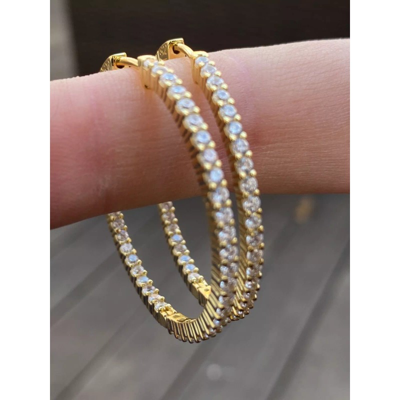 Harlembling 14k Gold Plated Solid 925 Sterling Silver Big CZ