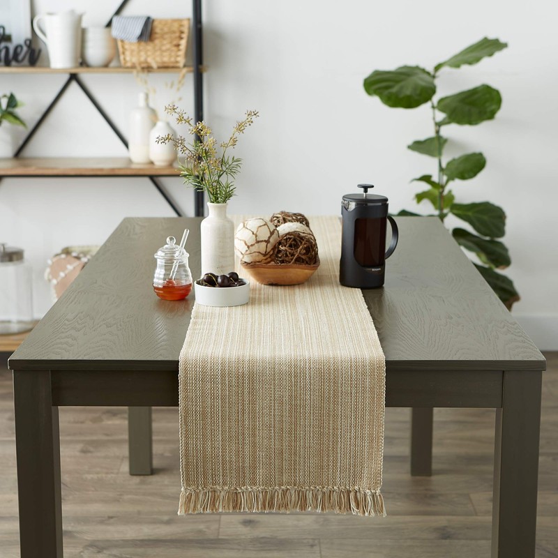 DII Tabletop Collection, Cotton, Taupe, Table Runner, 13x108
