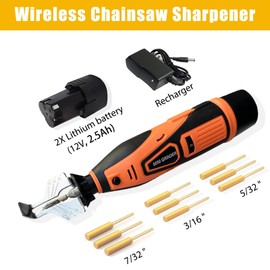 EYSENC Wireless Chainsaw Sharpener, Electric Handheld Chainsaw Sharpening Kit High-Speed Chainsaw Chain Sharpener Electric Tool and 3 Sizes High Hardness Diamond Chainsaw Sharpener Green