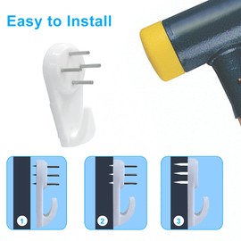 Rierdge 60 Pcs Non-Marking Hooks, Removable Hard Wall Hanging Hook Plastic Hardwall Hanger for Hanging Picture, Photo, Frame, White (20*40mm)