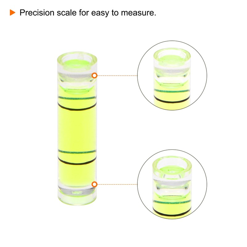 HARFINGTON 15pcs Small Cylindrical Bubble Level Vials 6.5x25.5mm PMMA Mini